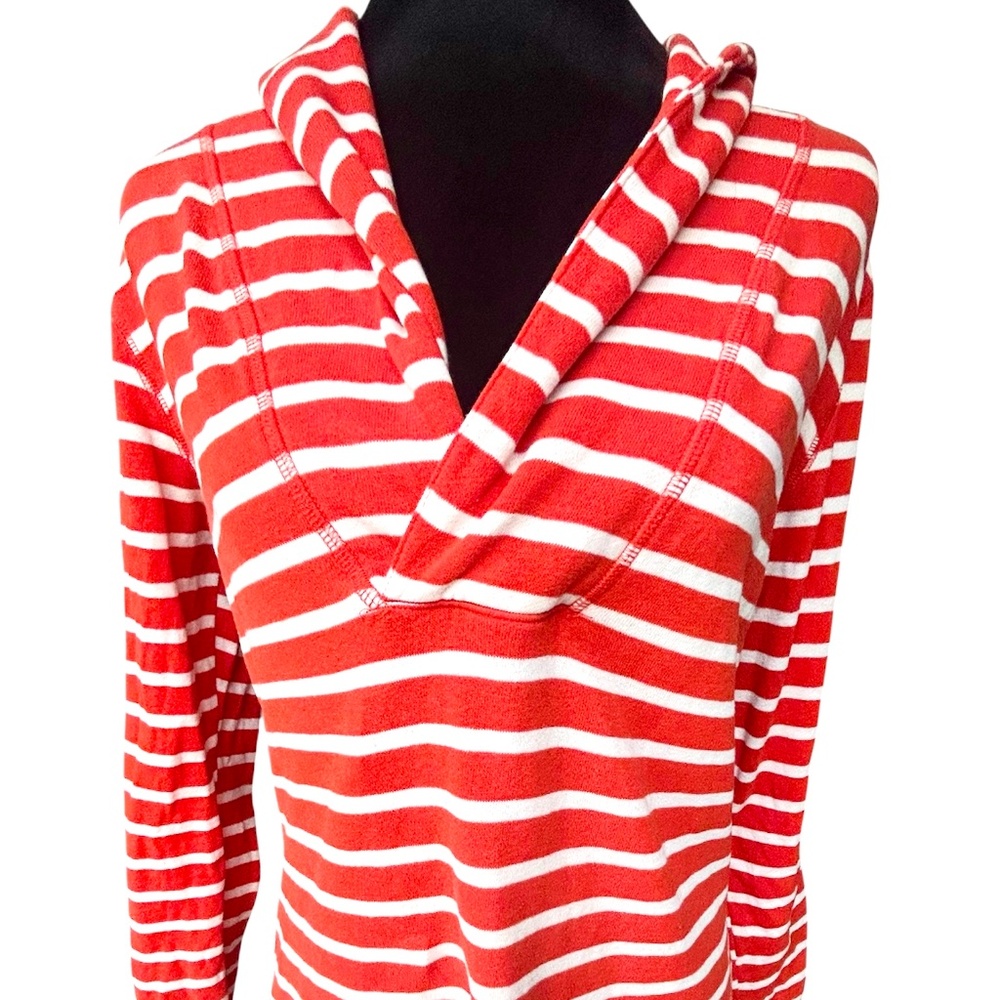 Merona sweater casual cotton hoodie, white and orange striped
